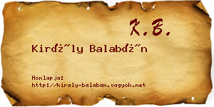Király Balabán névjegykártya