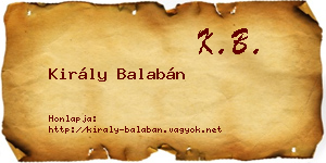 Király Balabán névjegykártya