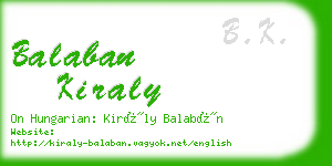 balaban kiraly business card